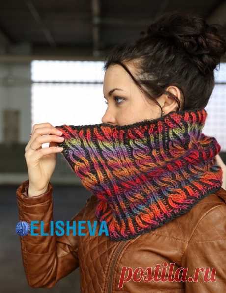 Снуд со жгутами от Plymouth Yarn вязаный спицами