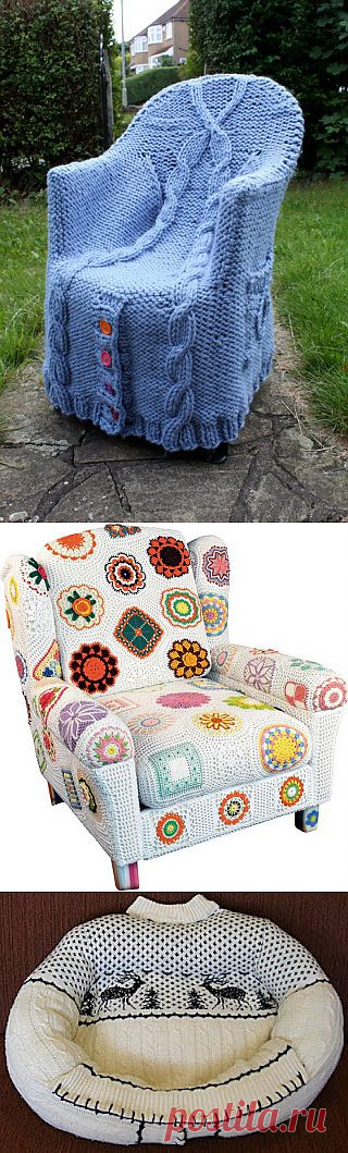 Коллекция стульев с вязаными чехлами - Knitted Chairs. Отличные идеи!
