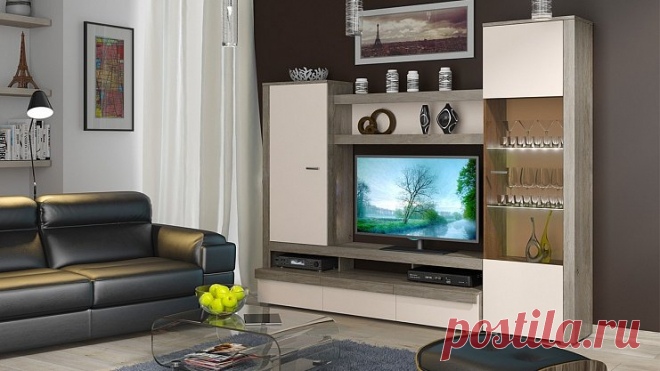 Гостиная «Эйва» (Фон Бежевый, Дуб Верцаска) купить в интернет-магазине «ТриЯ»