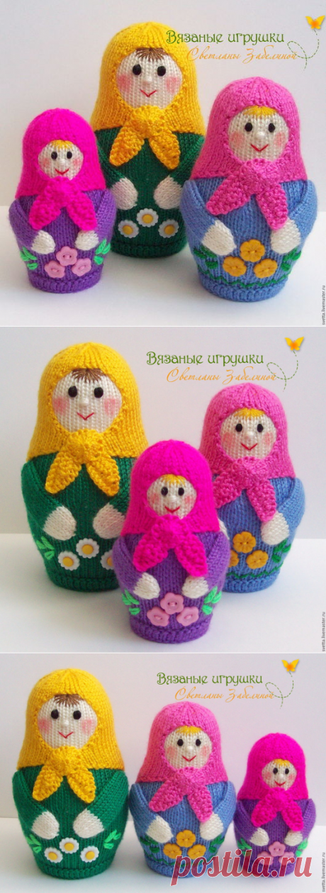 Купить &quot;МАТРЕШКИ&quot; вязаные игрушки - кукла, вязаная кукла, интерьерная игрушка, вязаная игрушка, подарок