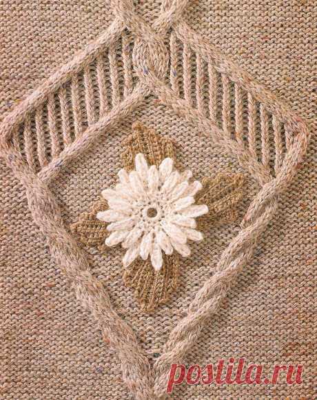 Узор № 27 - коса с цветком. хему вязания и условные обозначения вы сможете увидеть на сайте.