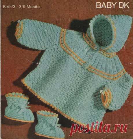 vintage baby knitting pattern for pixie hood jacket and booties dk double knit birth to 6 months PDF This item is a PDF file of the knitting pattern for these gorgeous baby items.    The pattern will be available for download upon receipt of payment, for you to print out or read from your computer.    The items are knit in double knitting baby yarn. The sizes given in the pattern are birth-3 months and 3-6 months.    The booties require some basic crochet knowledge (for de...