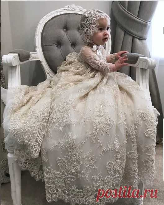 Online Shop Luxury White Ivory Christening Gown Lace Pearls Baby Girls Baptism Dresses Toddler Infant Christening Dress With bonnet | Aliexpress Mobile