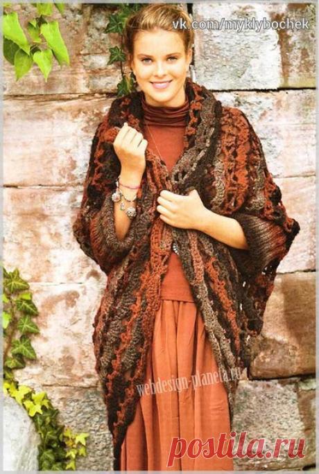 Накидка крючком с крагами
#вязание #крючком #спицами