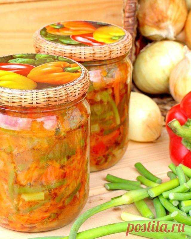 Чесночные стрелки с овощами