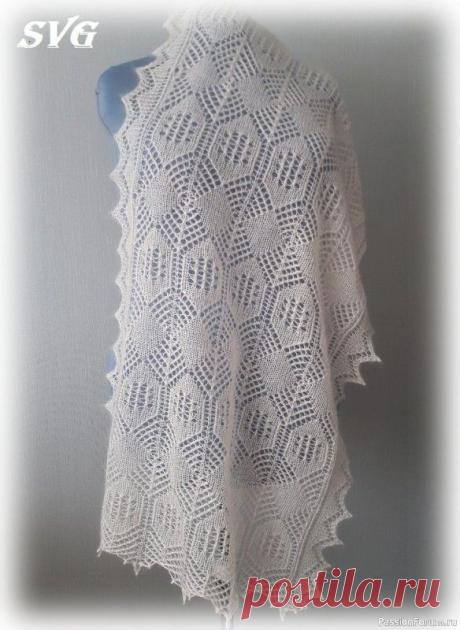 Палантин из мохера | Вязание шали спицами