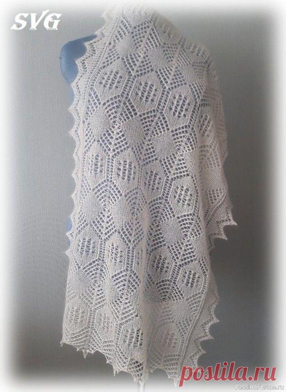 Палантин из мохера | Вязание шали спицами