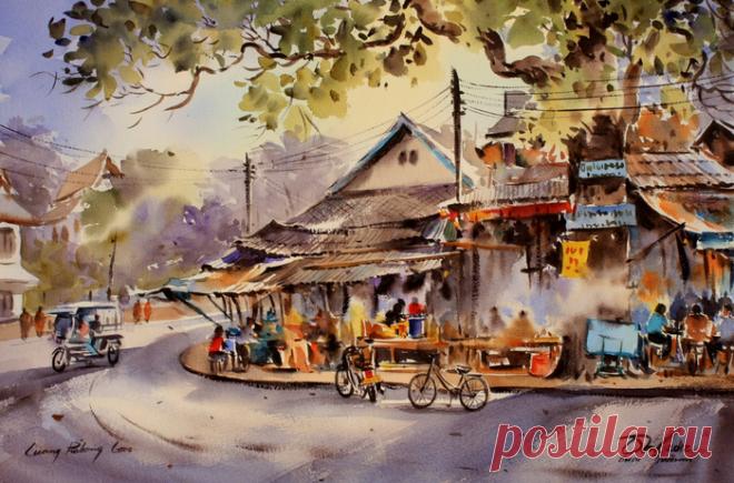 Акварели. Тайский художник Танакорн Чаиджинда (Thanakorn Chaijinda)