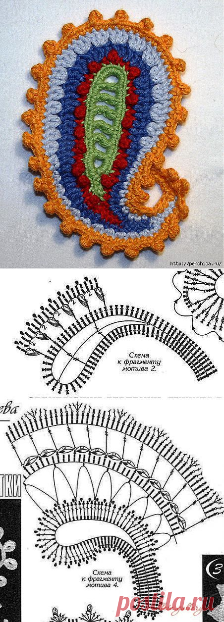 Схемы для вязания турецкого огурца в технике ирландского кружева.