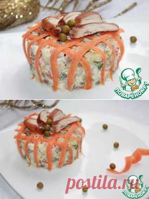 Оливье со сметаной, горчицей и печеной курицей - кулинарный рецепт