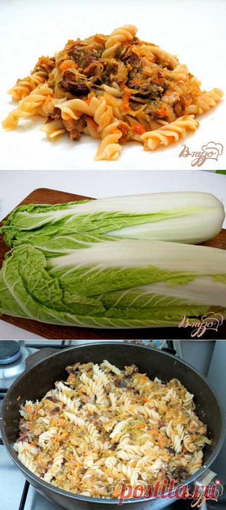 Тушеная пекинская капуста с макаронами