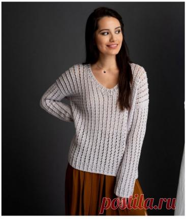 Поперечное вязание крючком: Пуловер Rhythmite от Natasha Robarge