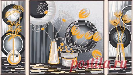 В32006 Желтые цветы (рисунок на ткани)