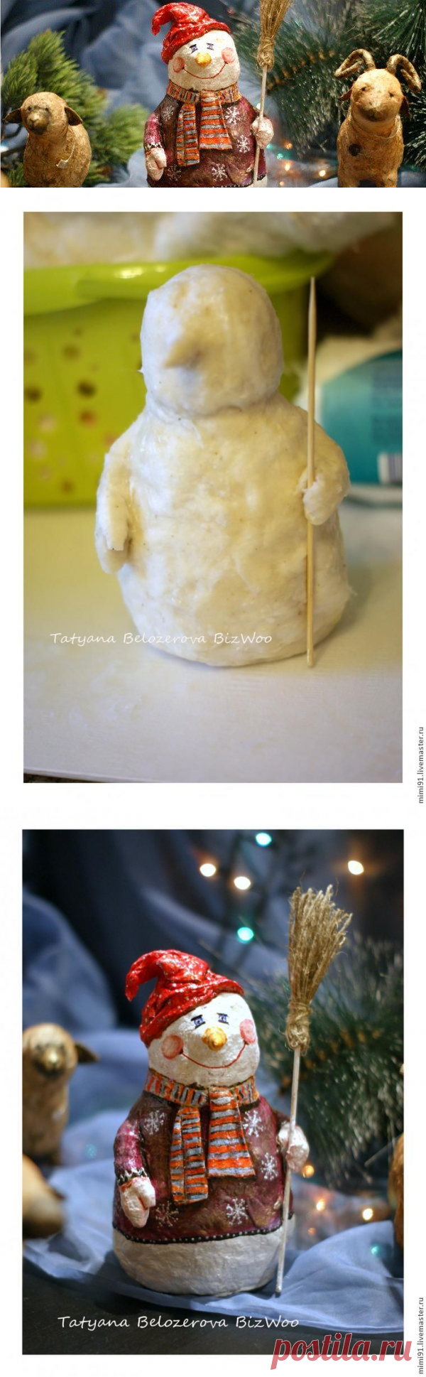Ватный снеговичок. МК Татьяны Белозеровой