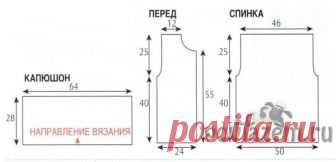 Женский длинный жилет спицами с капюшоном