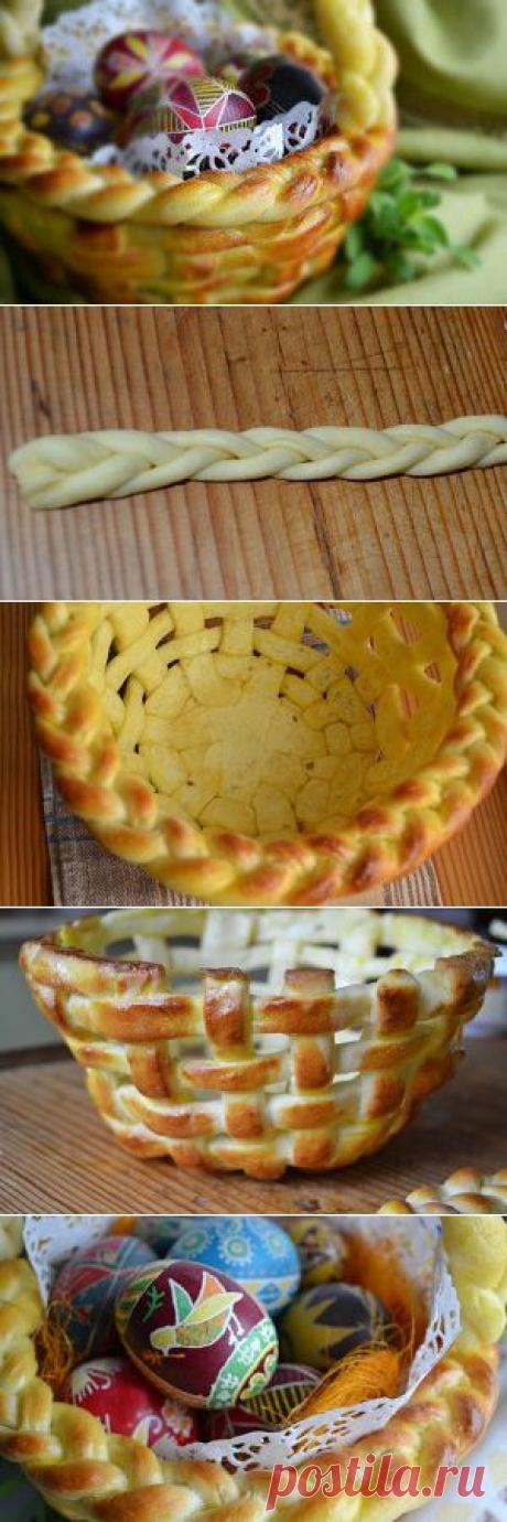 Корзина из дрожжевого теста на Пасху