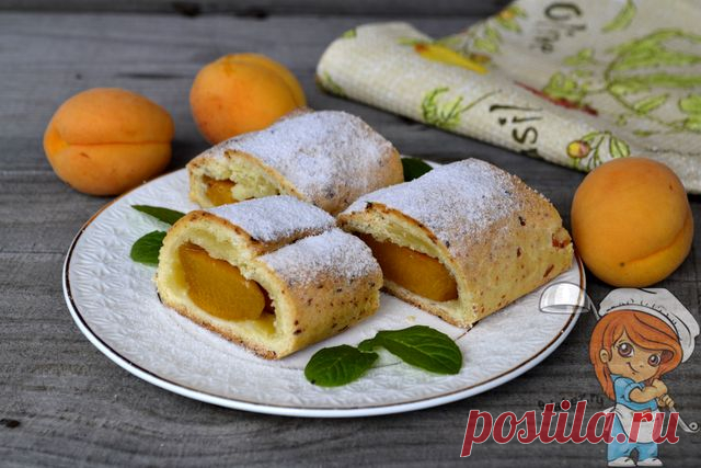 Рулет из творожного теста с абрикосами. Подсмотрела 👀 рецепт ⬇ Рулет из творожного теста с абрикосами - вкусная домашняя выпечка к чаю. Пошаговый рецепт рулета с абрикосами порадует своей простотой и вкусом.