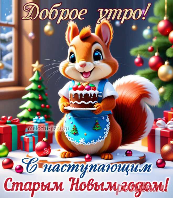 Открытка с наступающим Старым Новым годом, доброе утро, красивая картинка