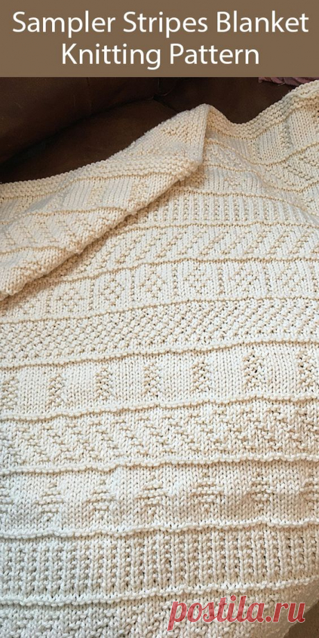 Knitting Pattern for Sampler Stripes Blanket in 3 Sizes