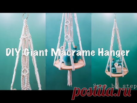 DIY Giant Macrane Hanger / Hanging holders with trays | Boho Macrame Hanging Table - YouTube