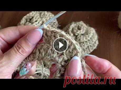 Роза из джута крючком, легко и просто. Роза из джута крючком, легко и просто....