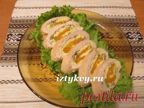 Рулет из куриного филе с тыквой и шпинатом, рецепт