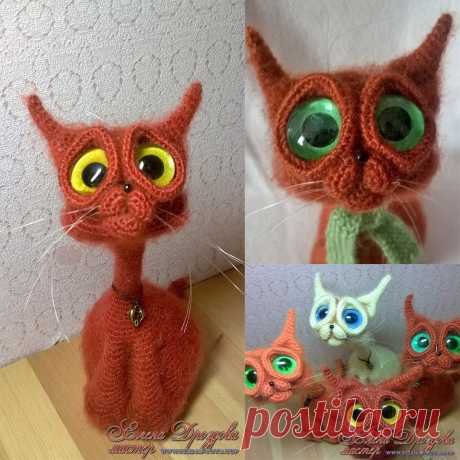 Котик домашний, ручной)))
Игрушка выполнена крючком из мохеровой пряжи. Внутри проволочный каркас. Глаза стекло, ручная роспись. Тонировка - пастель.
https://vk.com/id519894738?w=product-174857415_2757452