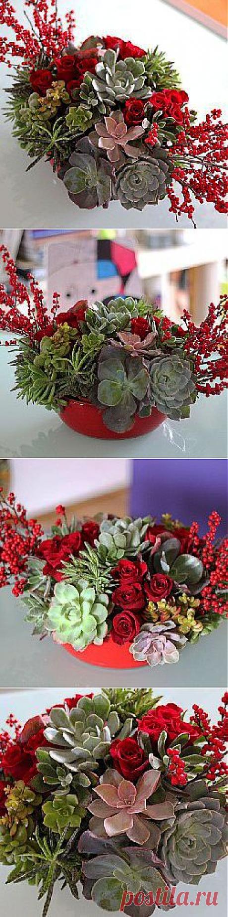 Как самому сделать композицию с розами и суккулентами (+видео)