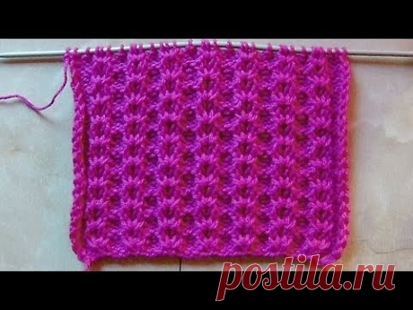 Ажурный узор Вязание спицами Видеоурок 189