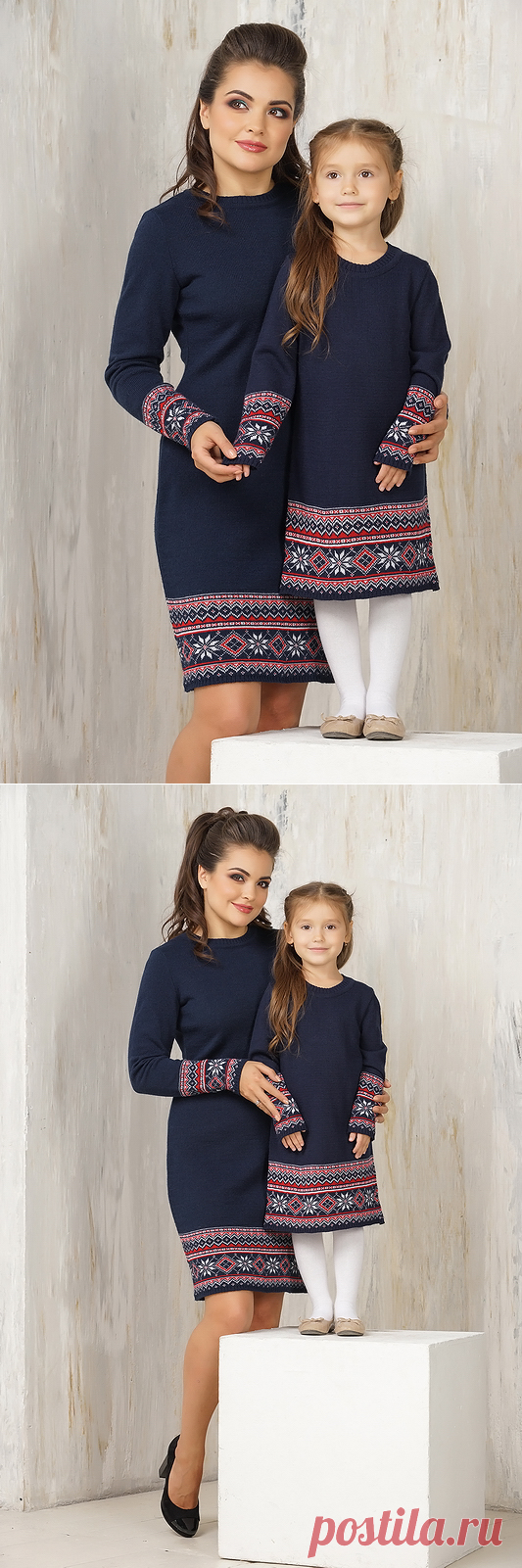 Family Look Карелия 2 от бренда VAY. Одинаковые платья для мамы и дочки с орнаментом по рукаву и по низу изделия. Фэмили лук Карелия 2 по цветовой гамме и орнаменту перекликается с комплектом Карелия. Подобрать модную вязаную одежду для своей семьи марки ВЭЙ можно на наших сайтах! Официальное представительство бренда VAY: купить в розницу в магазине Согревай.ру https://www.sogrevay.ru/family-look/, оптовые закупки на Ньювэй.ру https://www.newvay.ru/family-look/.