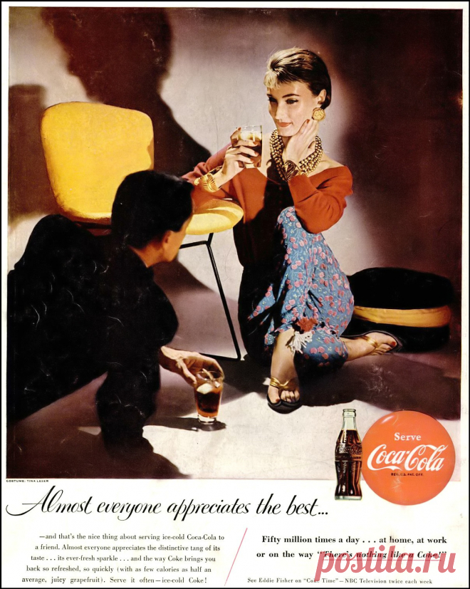 Evelyn Tripp, outfit by Tina Leser, Coca Cola ad, 1955