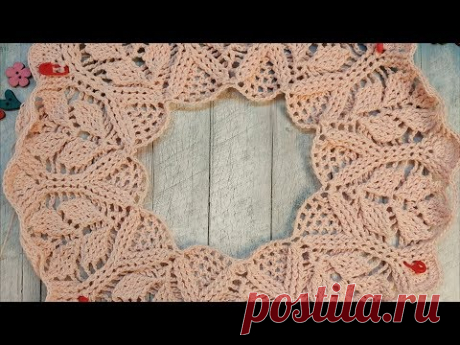 Джемпер с листиками кокетка часть 4