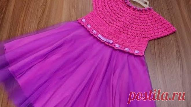 Детское платье крючком.Размер 3-4 года.Часть №3