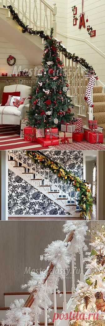 Дизайн интерьера. Отличные идеи украшения лестниц к рождеству. Фото мастер-класс / Мастерклассы Блоги
