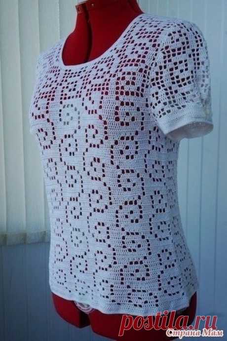 Ажурный топ в филейной технике. Крючком. Схемы. / knittingideas.ru