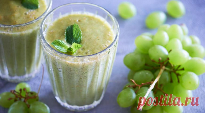 Смузи из винограда с киви и мятой, пошаговый рецепт с фото