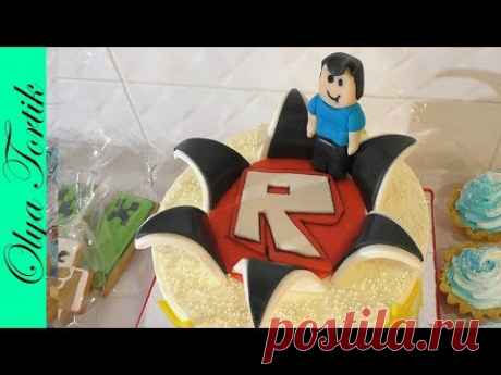 Детский торт РОБЛОКС Roblox Cake Как выровнять торт КРЕМОМ ЧИЗ