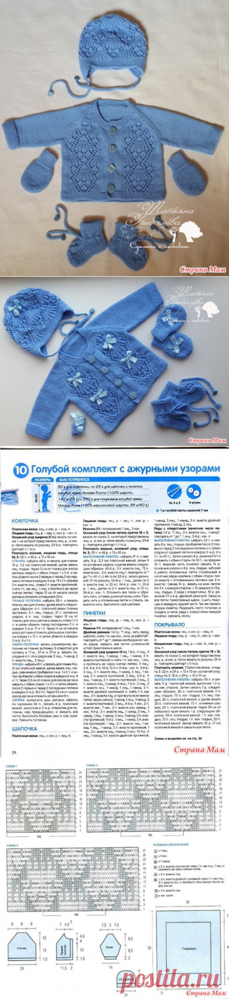 Голубой комплект для малышки - Вязание - Страна Мам