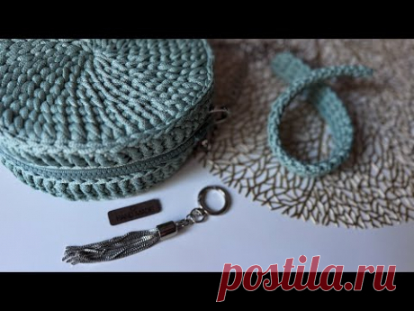 Круглая сумочка крючком из шнура! Подробный мастер-класс