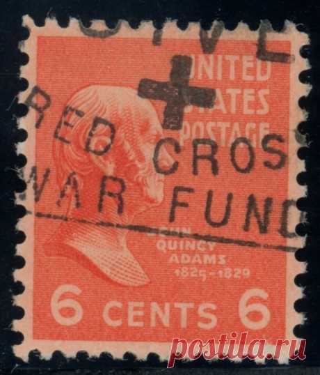 US Stamp #811 John Quincy Adams 6c - PSE Cert - Used - Red Cross Cancel | United States, General Issue Stamp / HipStamp