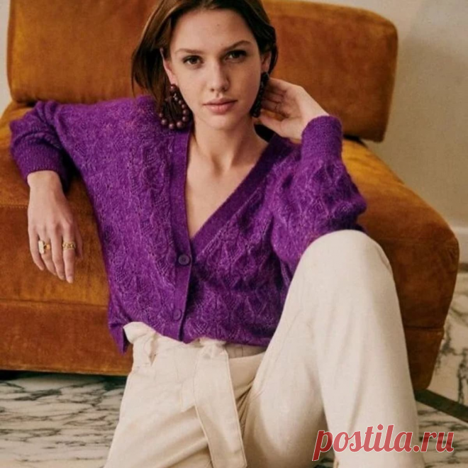 Французская кофточка спицами от SEZANE - KNITTLY.ART