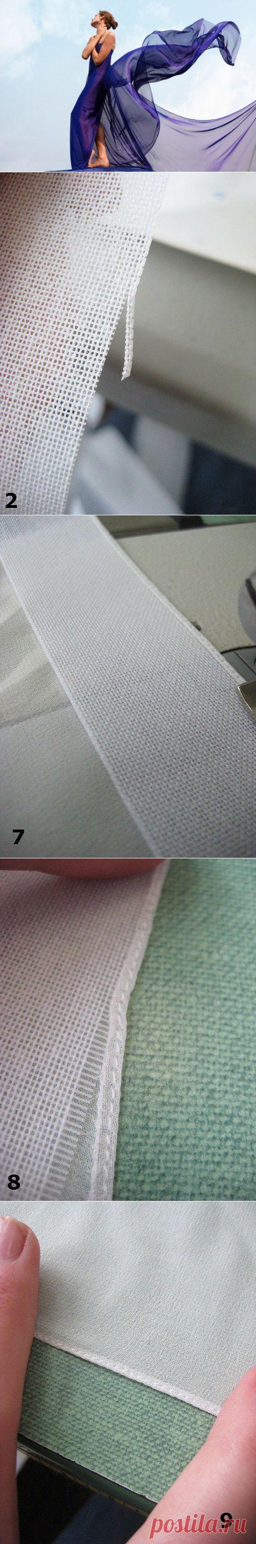 Как обработать края шифона. Оригинальный способ узкой подгибки