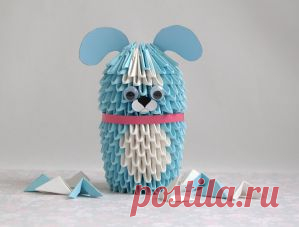 Модульное оригами Собака. Схема сборки. Пошаговая инструкция с фото