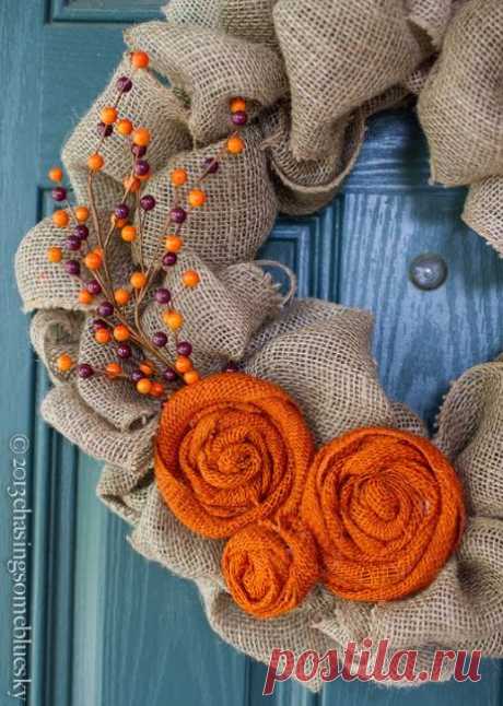 Chasing Some Blue Sky: Burlap Autumn Wreath