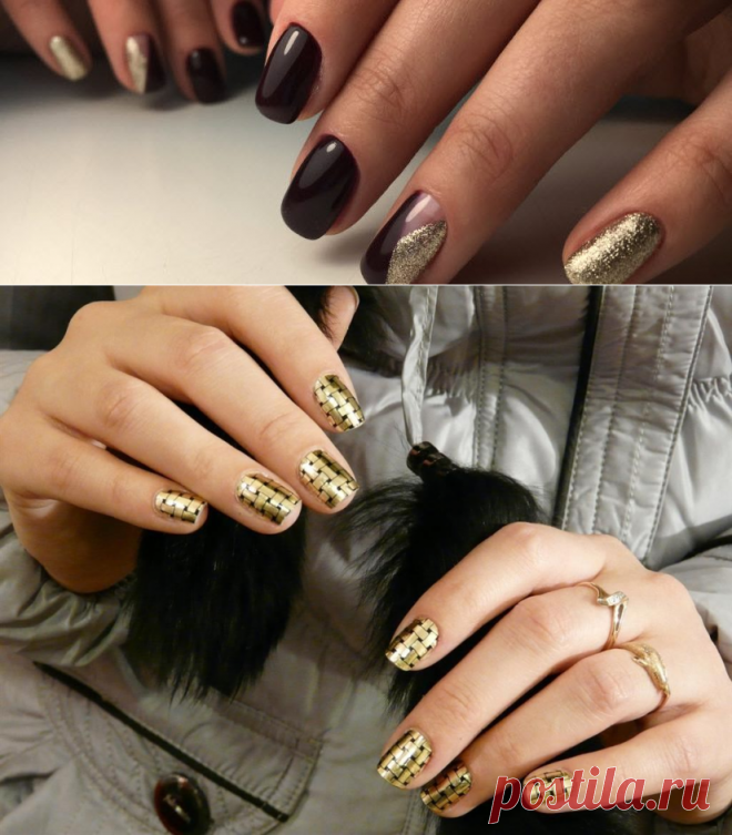 Черно-золотой маникюр: 100+ идей шикарного дизайна