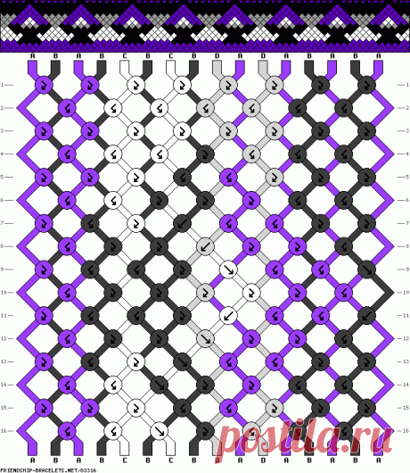 #83316 - 16 strings, 16 rows, 4 colors - asexual | Pulseras con hilos