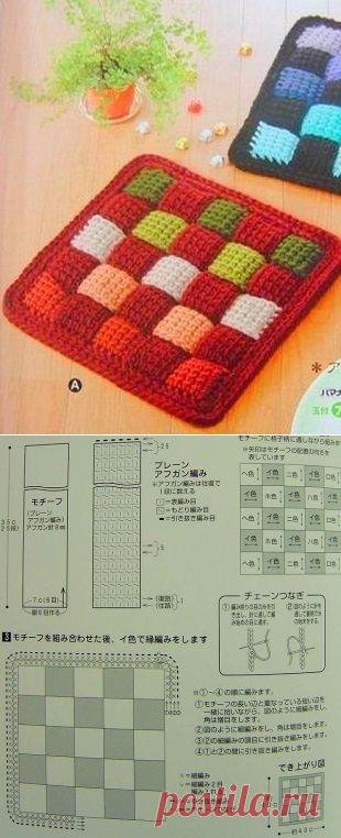 Коврик с геометрическим узором связан крючком | Домоводство для всей семьи