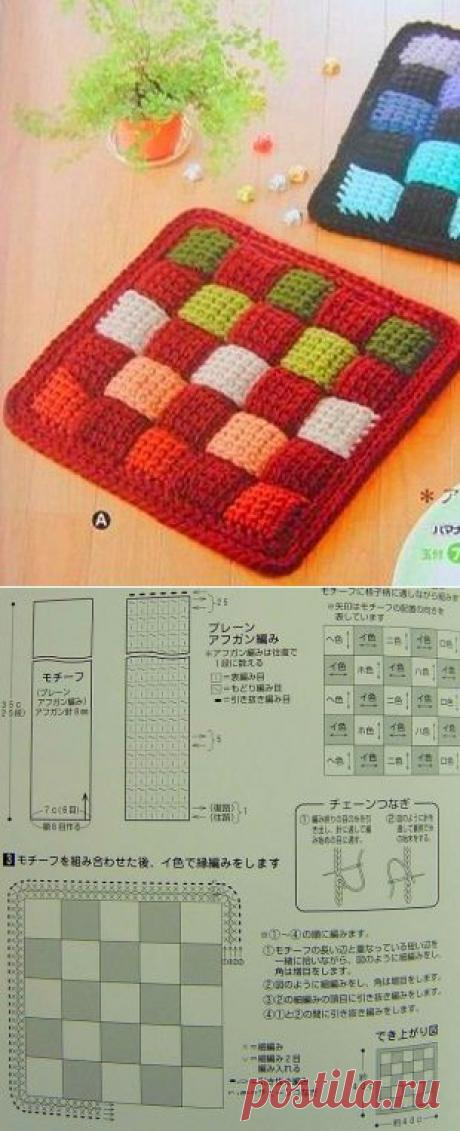 Коврик с геометрическим узором связан крючком | Домоводство для всей семьи