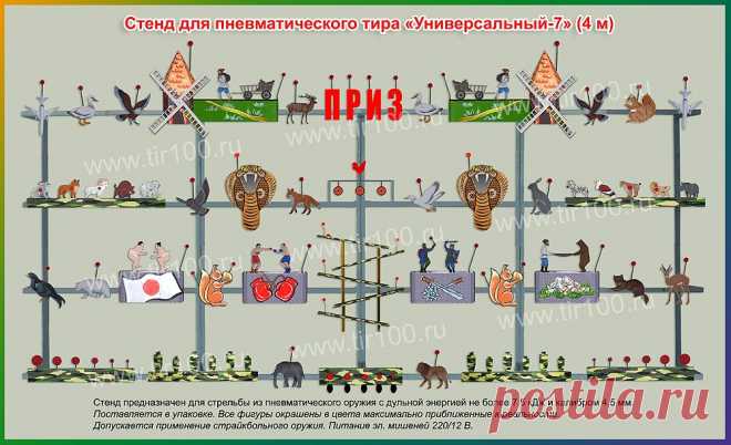 Тир 100 - Мишени для пневматического тира 4 метра
