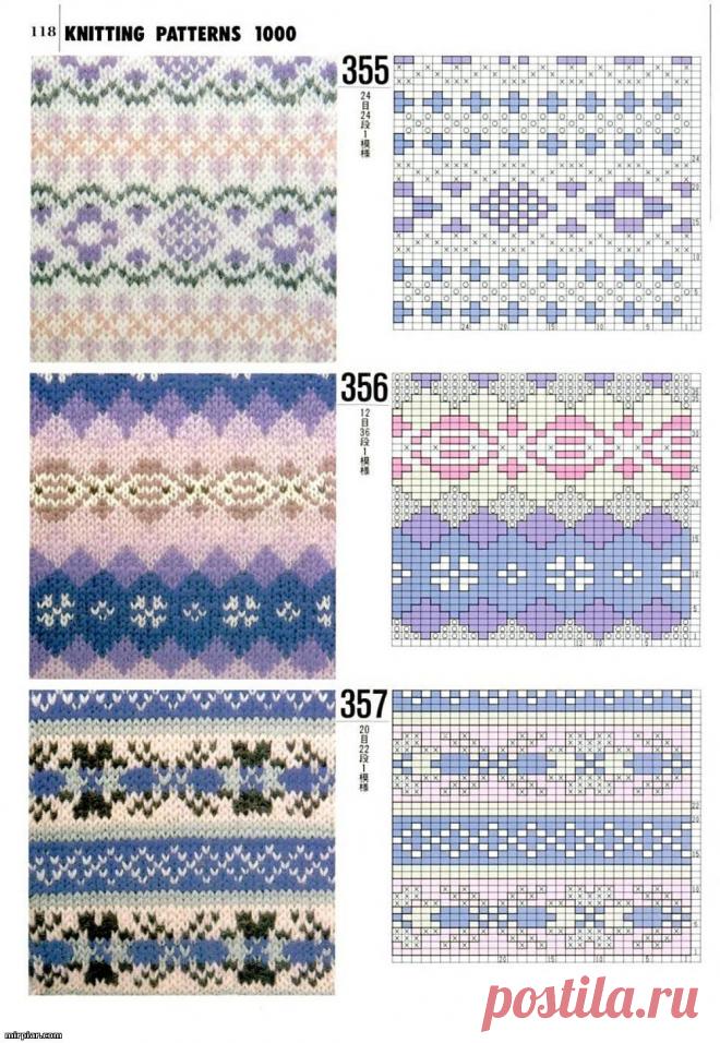 Жаккардовые узоры /  спицами / Вязание для женщин спицами. Схемы